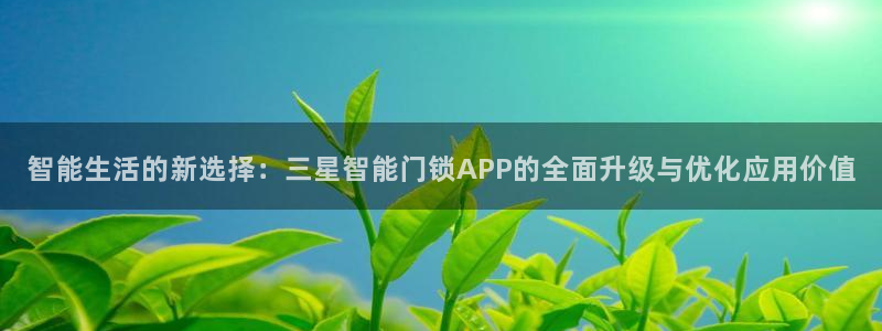 利记官网平台：智能生活的新选择：三星智能门锁APP的全面升级